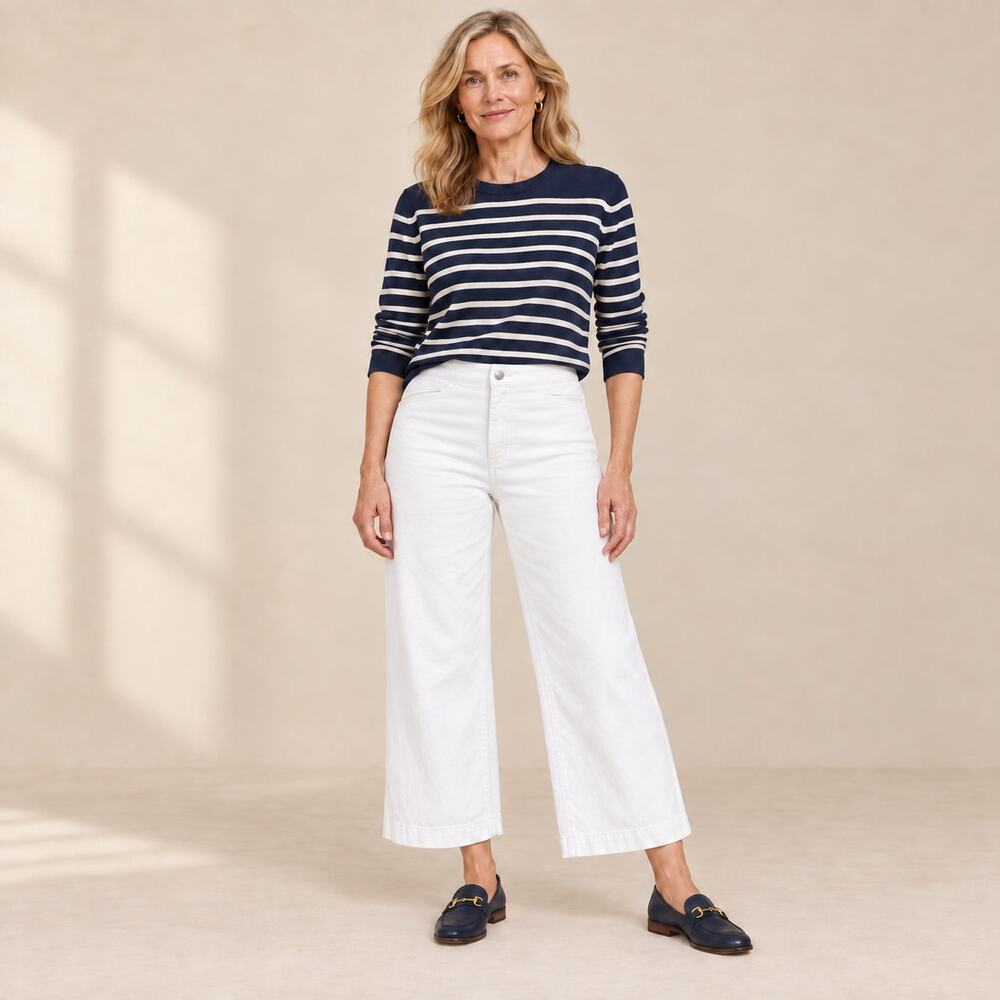 Madewell Emmett Jeans WMNS 32P White High Rise Wide Leg Crop Denim Clean Girl